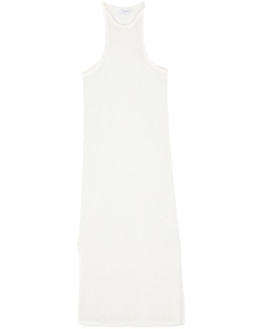 Calvin Klein White Open-knit Maxi Dress