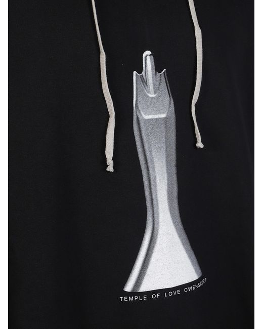 Rick Owens Black Hooded Sweatshirt for men