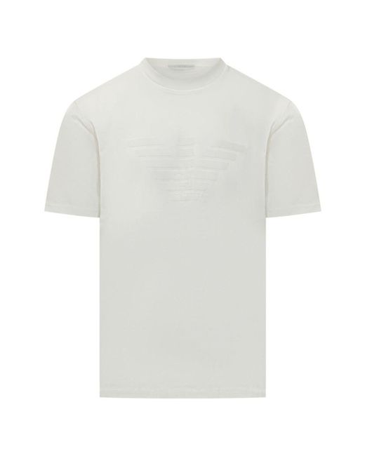 Emporio Armani White Logo Cotton T-Shirt for men