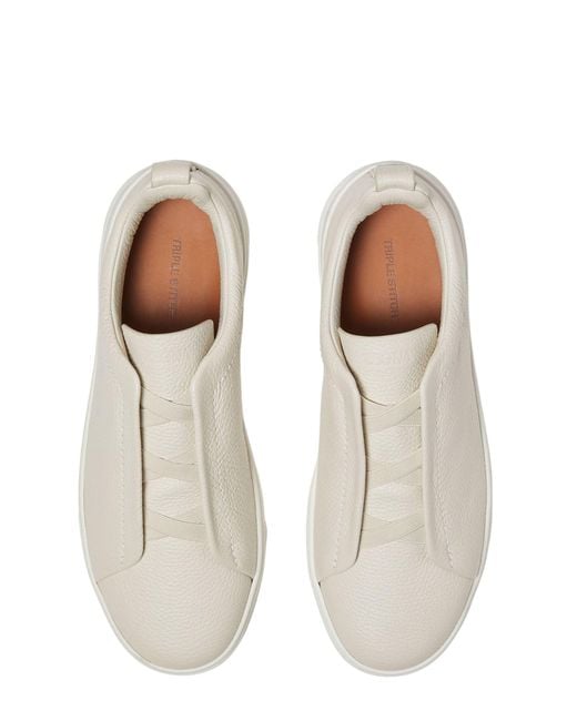 Zegna White Triple Stitch Sneaker for men