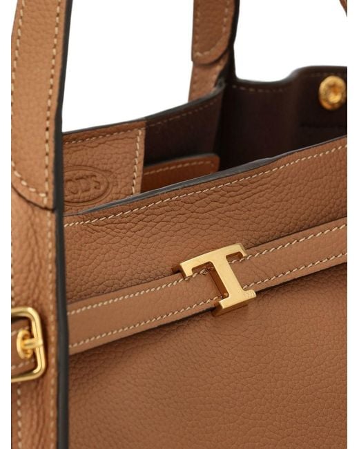 Tod's Brown T Timeless Small Leather Tote Bag