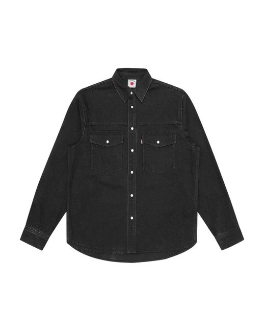 ICECREAM Black Running Dog Denim Shirt for men