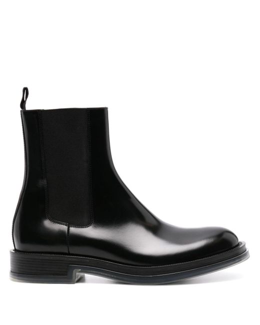 McQueen Black Calf Leather Chelsea Float Boots for men