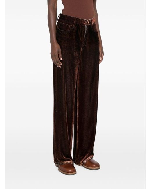 Pierre Louis Mascia White Velvet Wide-Leg Trousers
