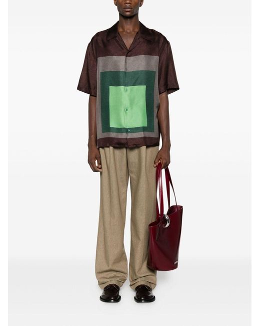 Loewe Green Printed Silk Shirt for men