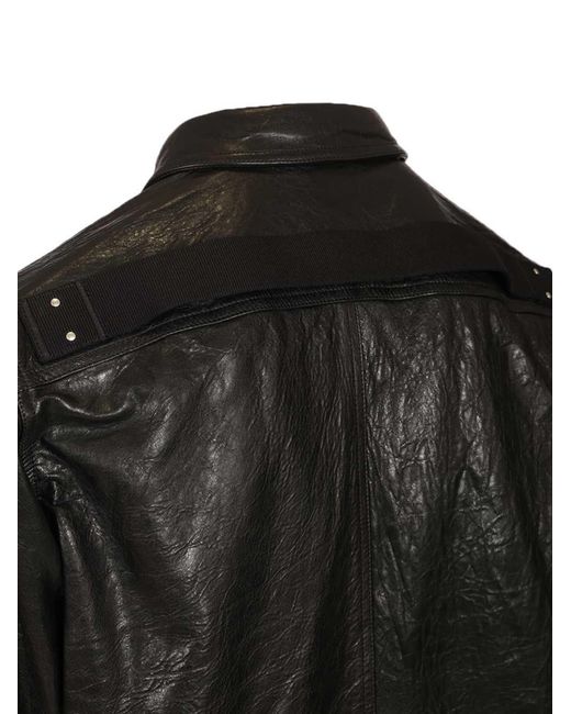 Rick Owens Black Leather Jacket for men