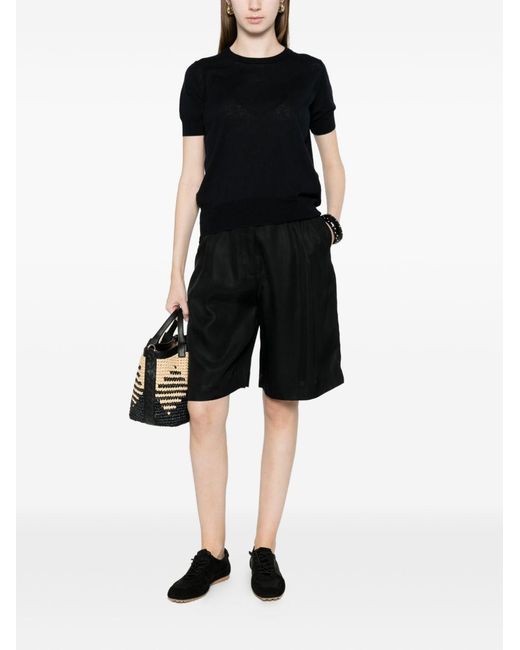 C.t. Plage Black Cotton And Silk Crewneck Sweater