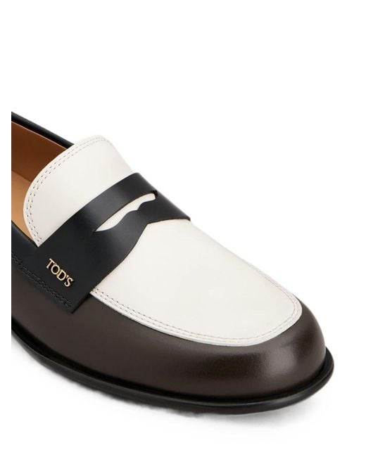 Tod's White Leather Loafers