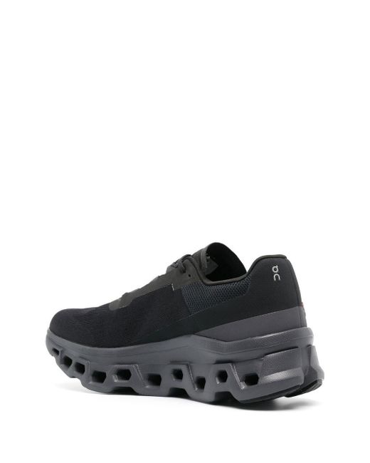 On Shoes Black Cloudmonster Chunky-soled Mesh Low-top Trainers