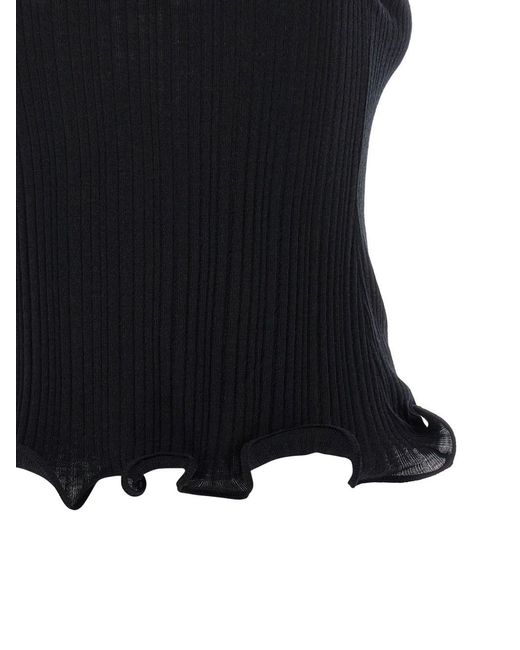 Fendi Black Wool Turtle-Neck Top