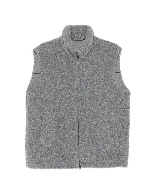 Herno Gray Flannel Zipped Vest for men
