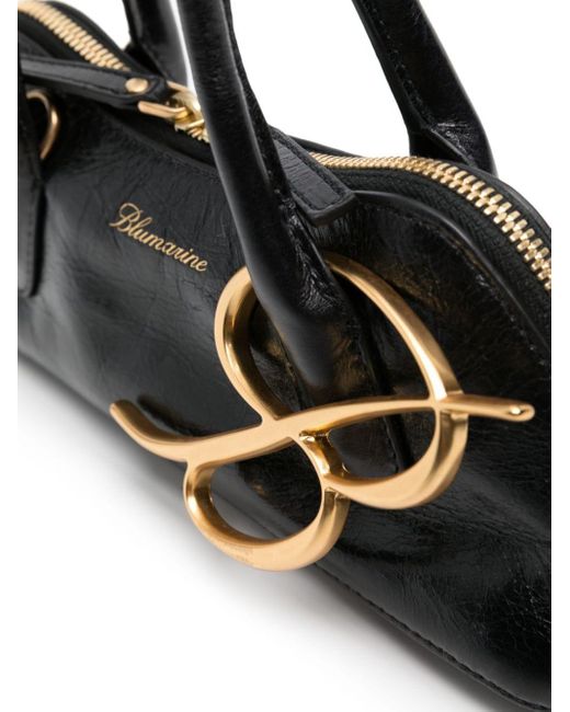 Blumarine Black Logo Mini Baguette Crossbody Bag