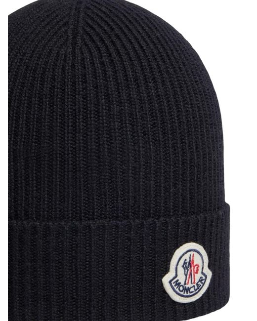 Moncler Blue Logo Wool Beanie for men