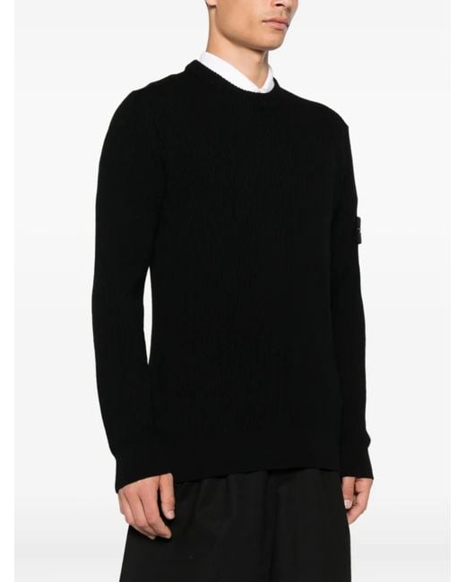 Stone Island Black Wool Sweater for men