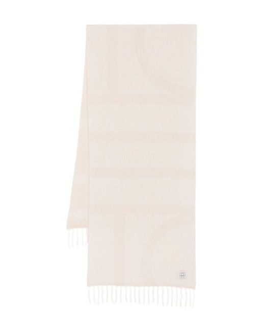 Totême White Monogram Wool Scarf