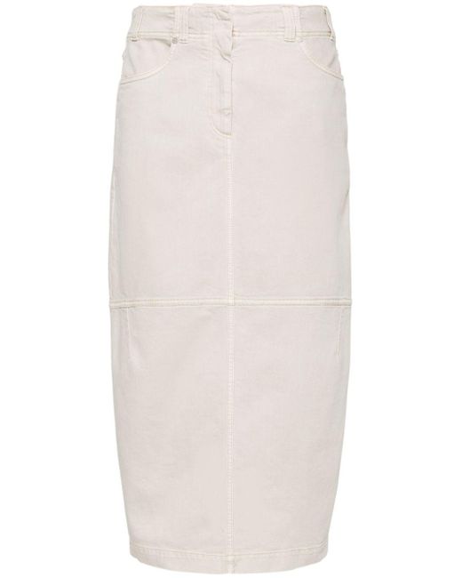 Brunello Cucinelli White Denim Long Skirt