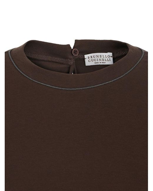 Brunello Cucinelli Brown Cotton Crewneck Sweater