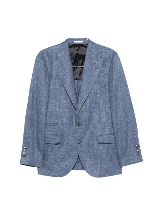 Brunello Cucinelli Blue Wool Blend Single-Breasted Jacket for men