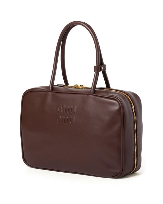 Miu Miu Brown Beau Large Leather Handbag