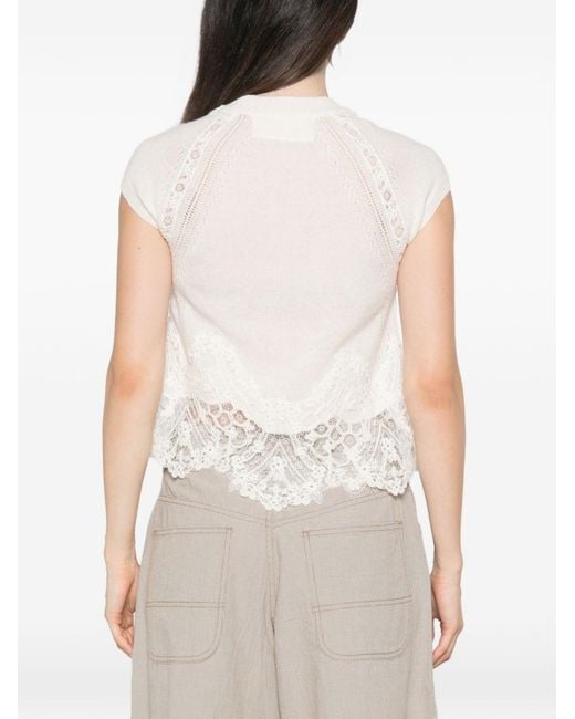 Ermanno Scervino White Cashmere Lace Top