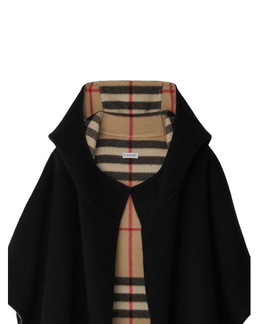 Burberry Black Wool-cashmere Check Cape