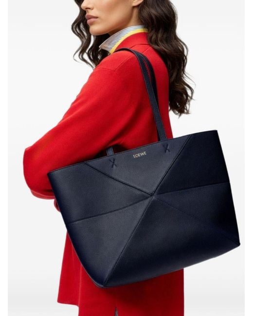 Loewe Blue Puzzle Fold Medium Leather Tote
