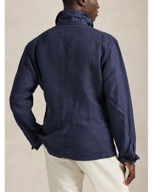 Polo Ralph Lauren Blue Herringbone Utility Jacket for men