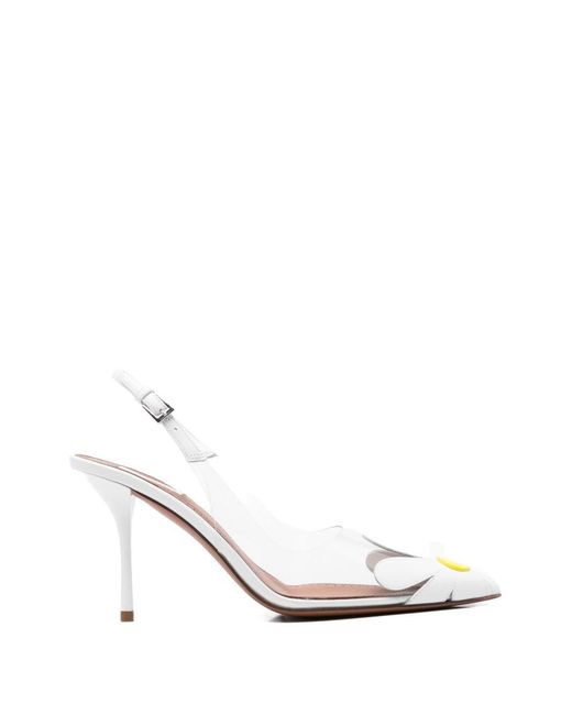 Alaïa White Bloom Slingback Pumps