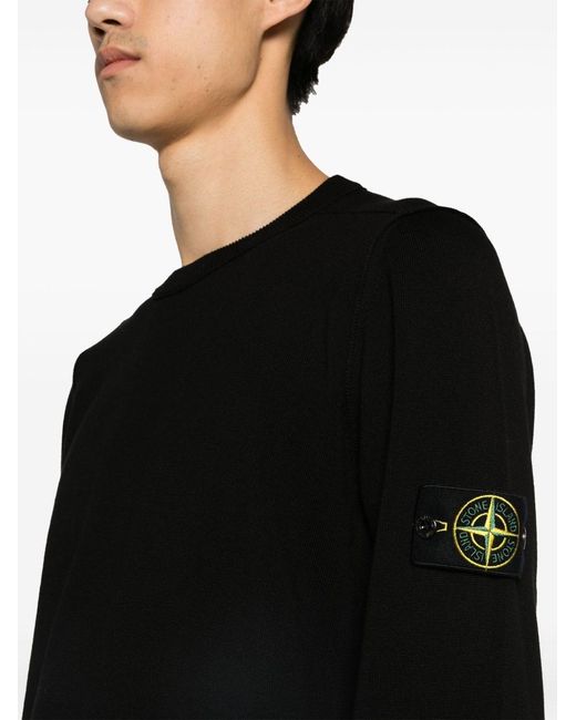 Stone Island Black Crew Neck Sweater With Logo for men