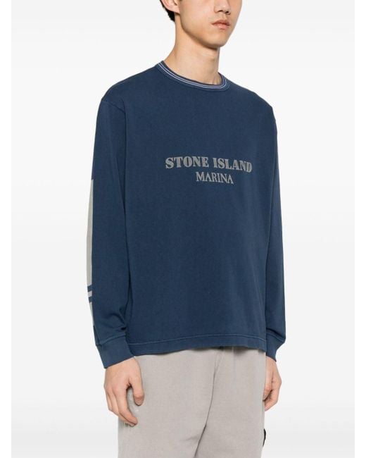 Stone Island Blue Marina Cotton T-shirt for men