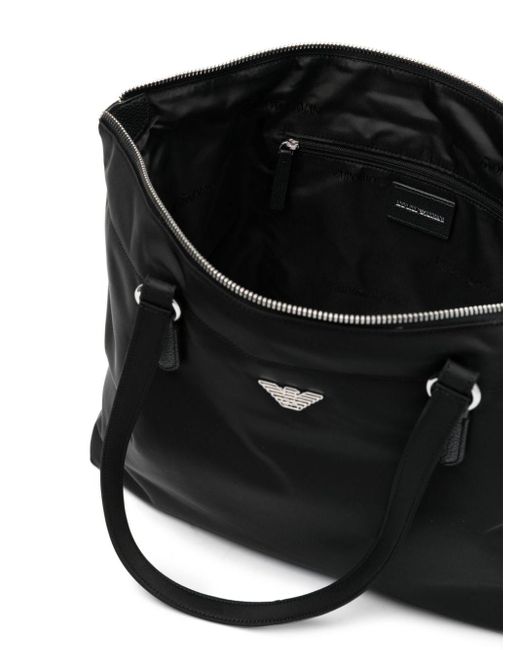 Emporio Armani Black Logo-Plaque Tote Bag