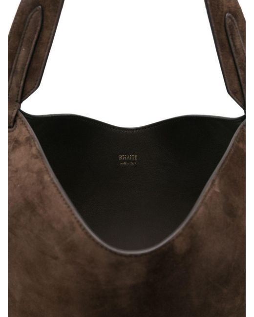 Khaite Brown Lotus Mini Leather Bucket Bag