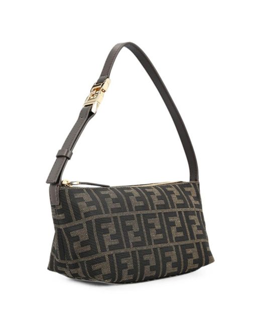 Fendi Black Ff Jacquard Pouch