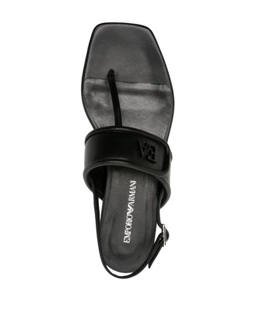 Logo-plaque leather sandals di Emporio Armani in Black