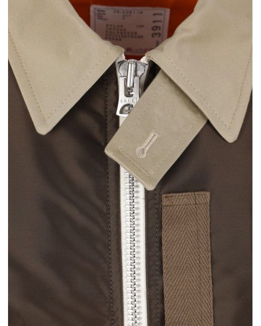 Sacai Brown Cotton Twill Jacket for men