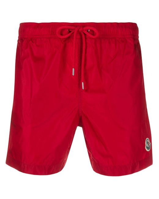 moncler red swim shorts