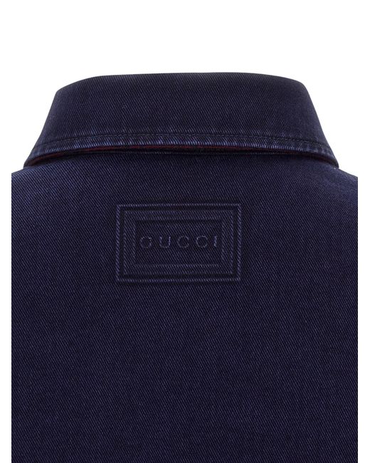 Gucci Blue Reversible Cotton Shirt for men