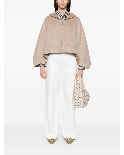 Max Mara Natural Wool Hooded Cape