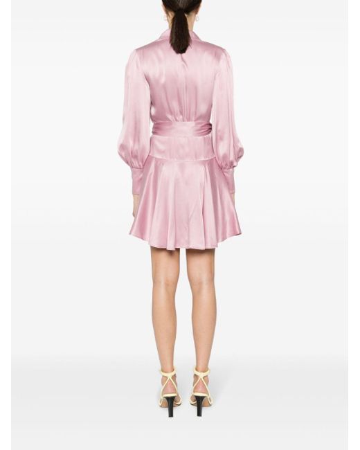 Zimmermann Pink Silk Wrap Mini Dress