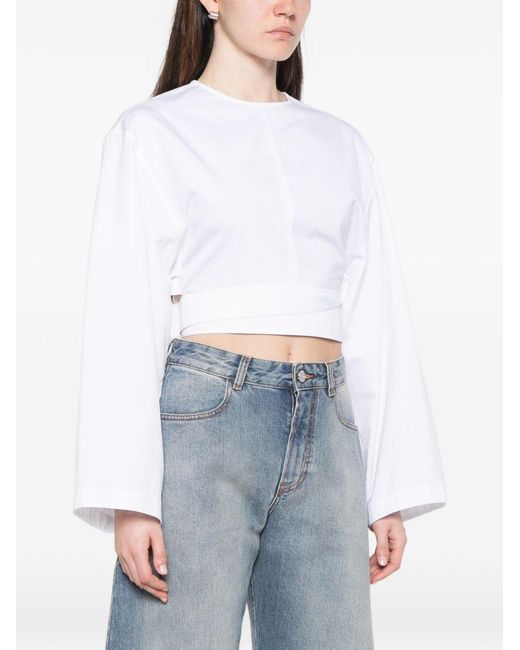 Alaïa White Cotton Belted Top