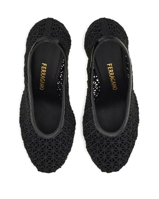 Ferragamo Black Macramé Pumps