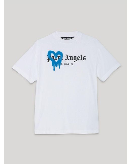 Palm Angels Preload St Moritz Heart Sprayed T-shirt in White for