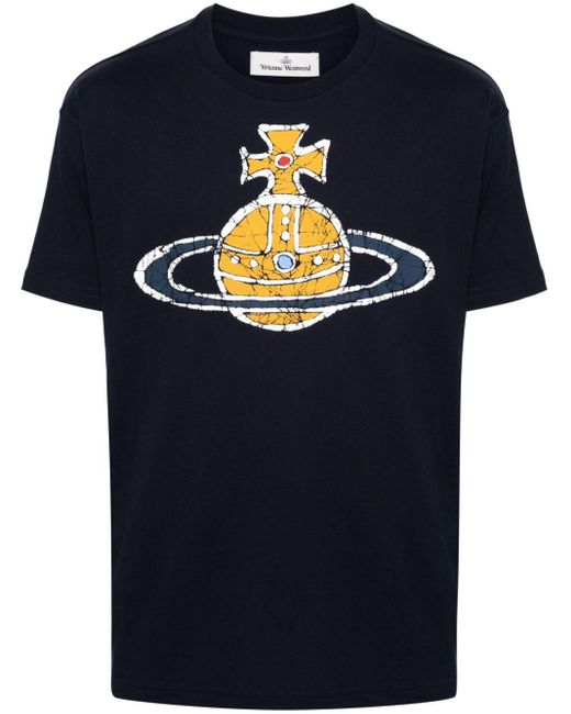 Vivienne Westwood Blue Logo Cotton T-Shirt for men