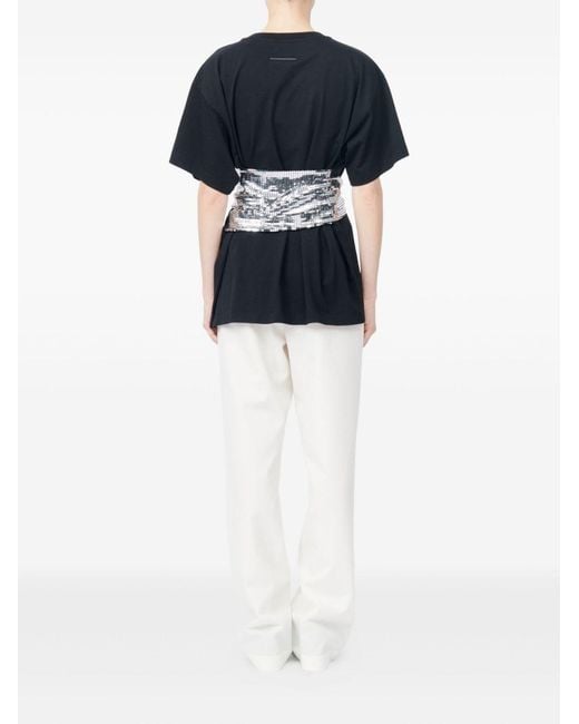 MM6 by Maison Margiela Black Gloves-Detail Cotton T-Shirt