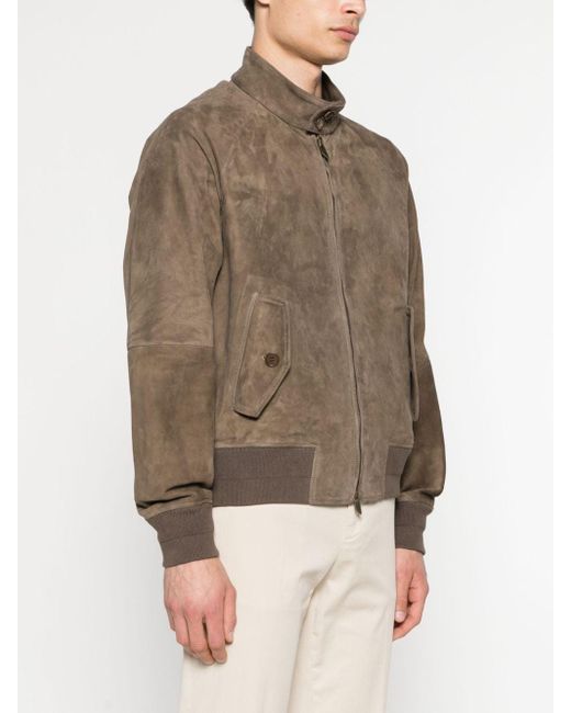 Salvatore Santoro Brown Leather Bomber Jacket for men