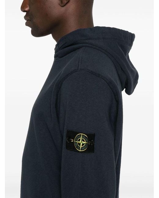 Stone Island Blue Sweater With Drawstring Hood for men