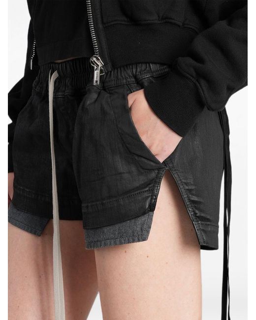 Rick Owens Black Denim Shorts