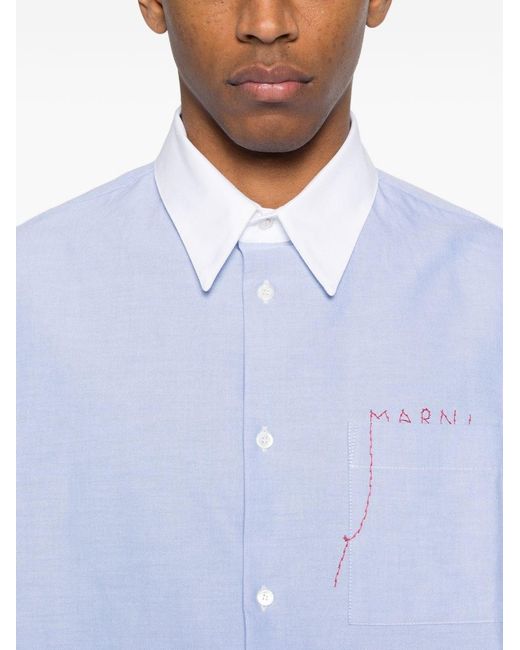 Marni Blue Cotton Shirt for men