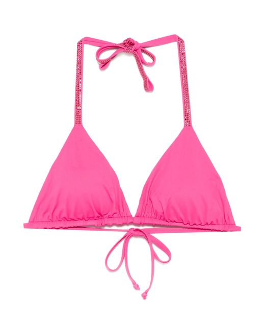 Fisico Pink Triangle Bikini With Crystals