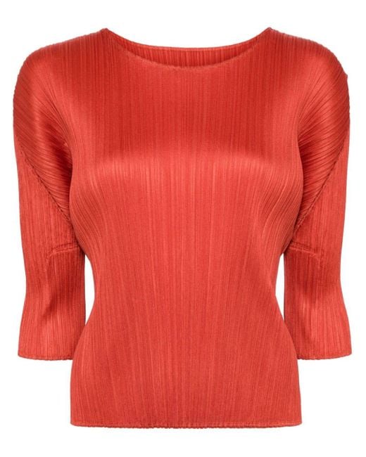 Pleats Please Issey Miyake Red Pleated Sweater